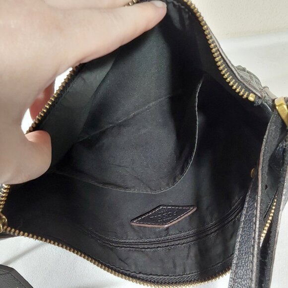 Fossil Pebbled Leather Crossbody Bag Black w Gold-Tone Hardware - Picture 9 of 11